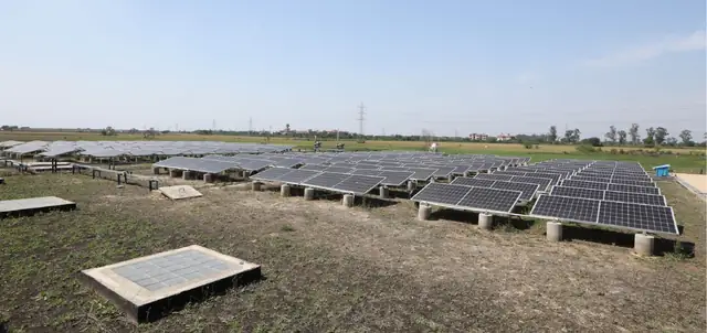 Solar panels generating energy at MET City
